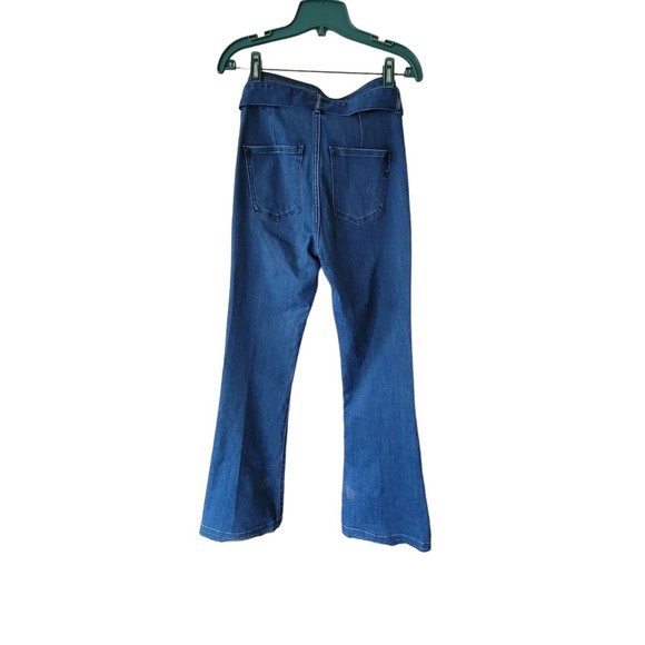 Express Super High Rise Slim Flare Denim Jeans Size Medium Hyper‎ Stretch 70s 2R - Picture 7 of 7